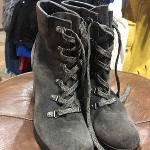 Sam Edelman gray heeled combat style boots